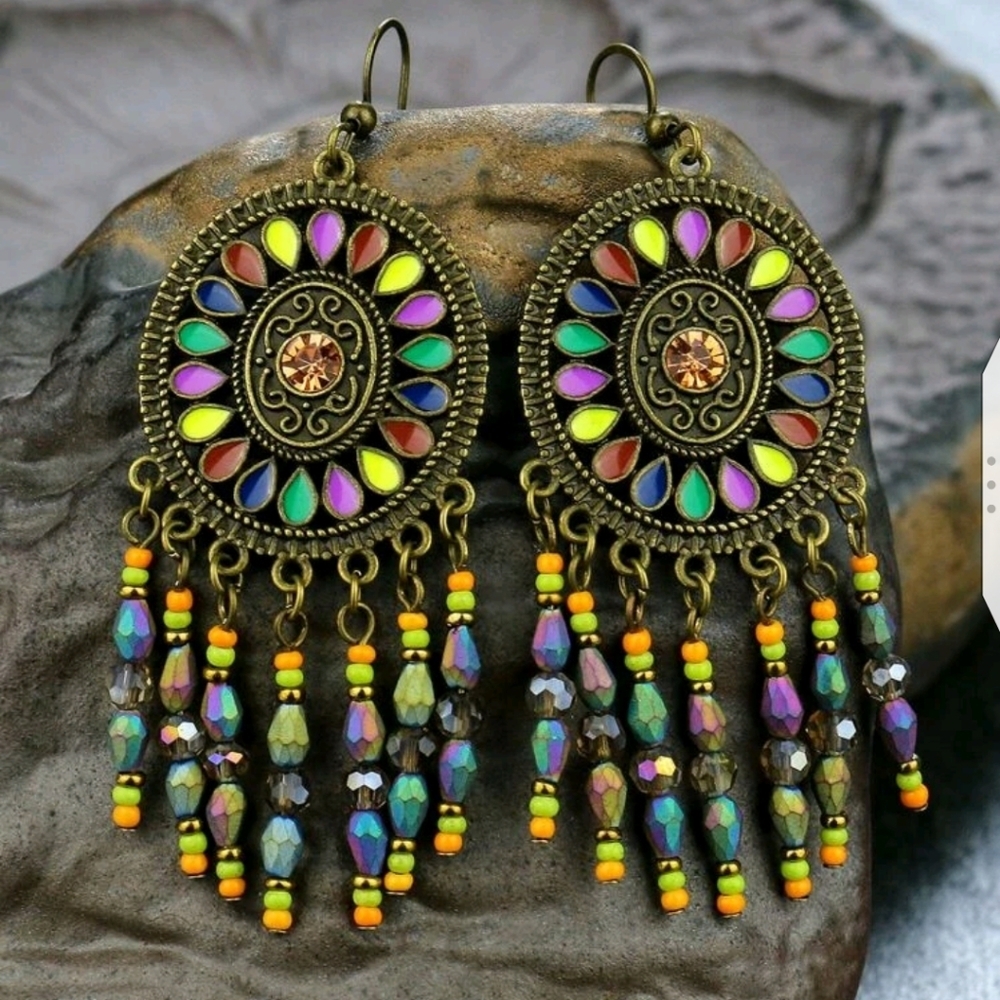 🆕 COLOURFUL BEADED DROP EARRINGS